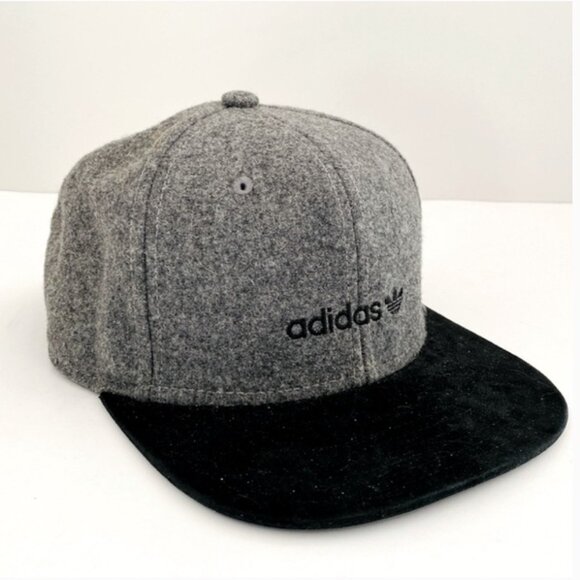 adidas Other - Adidas Original logo hat Wool mix Black/Gray Flat Brim Adjustable Streetwear
